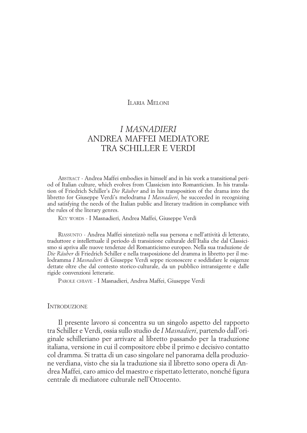 I Masnadieri Andrea Maffei Mediatore Tra Schiller E Verdi