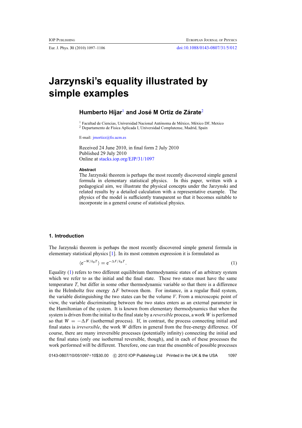 Jarzynski's Equality Illustrated by Simple Examples