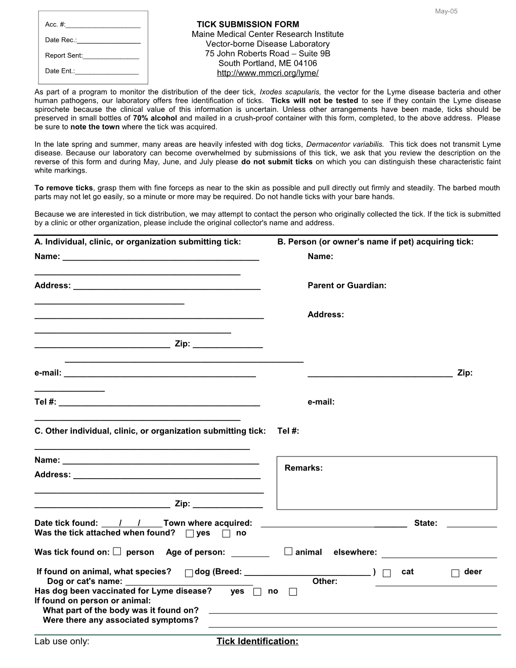 Tick Submission Form