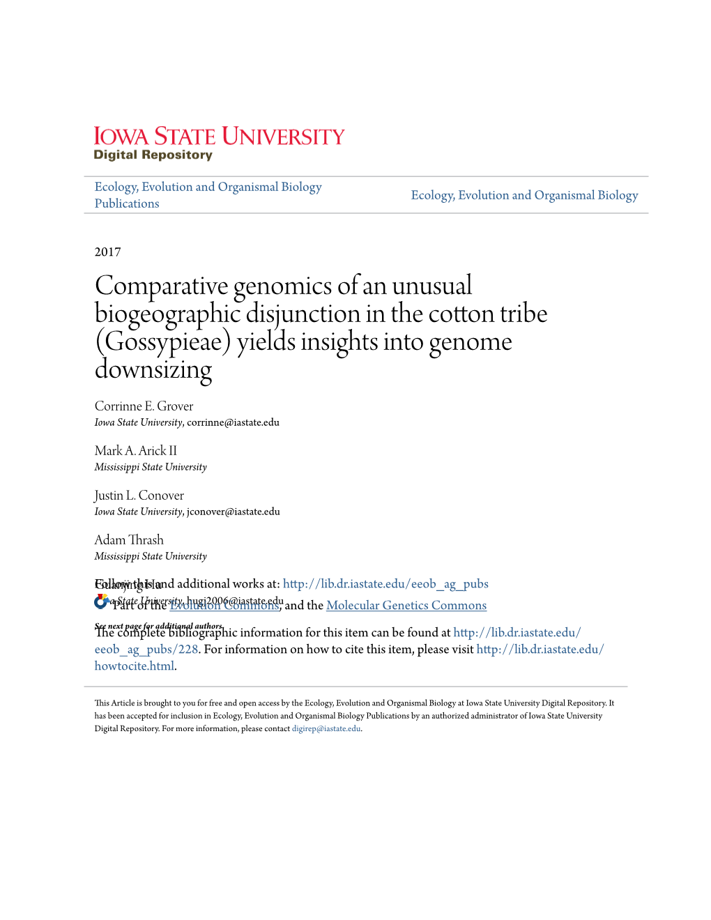 Yields Insights Into Genome Downsizing Corrinne E