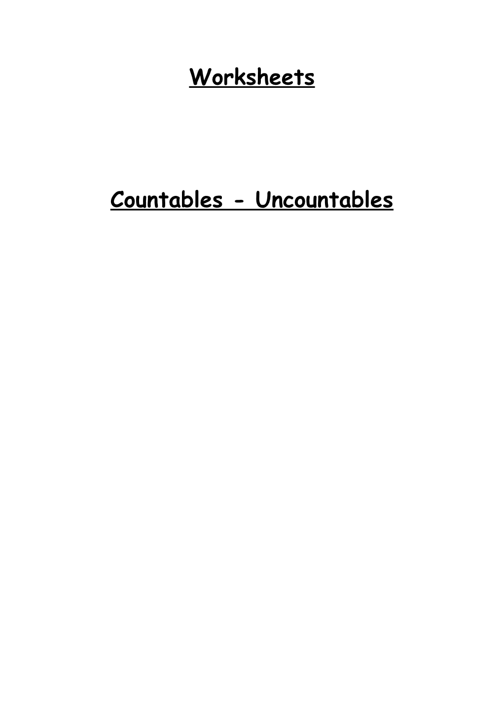 Countables - Uncountables