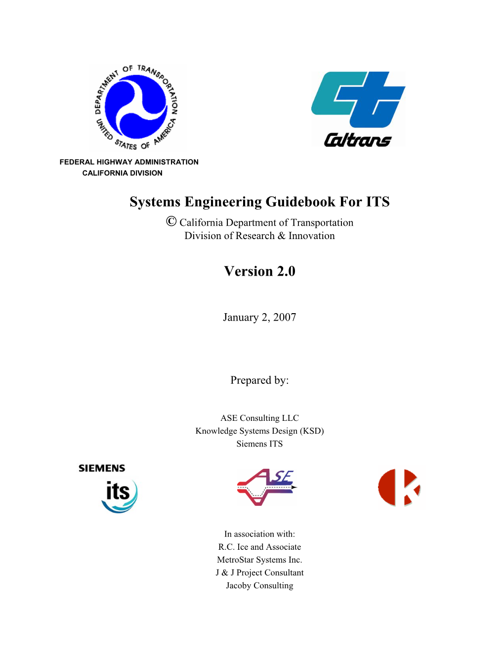 Systems Engineering Guidebook for ITS Version