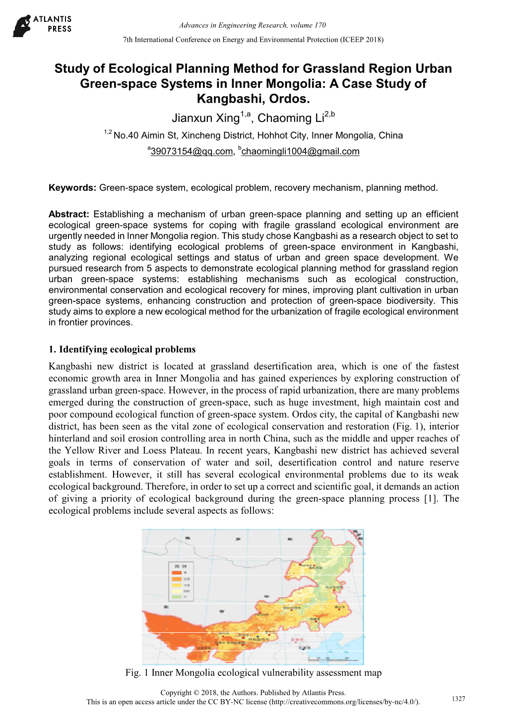 Study of Ecological Planning Method for Grassland Region Urban Green-Space Systems in Inner Mongolia: a Case Study of Kangbashi, Ordos