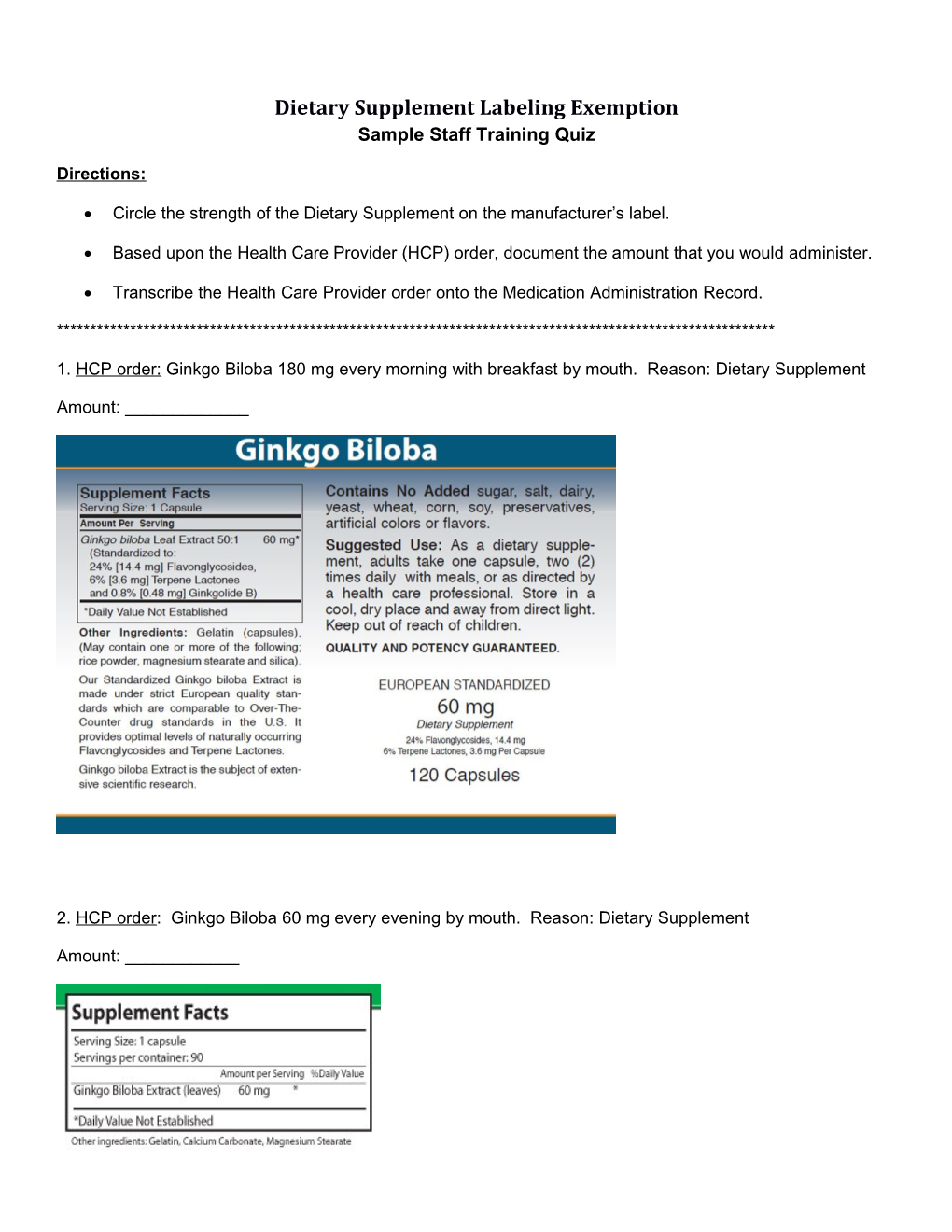 Dietary Supplement Labeling Exemption