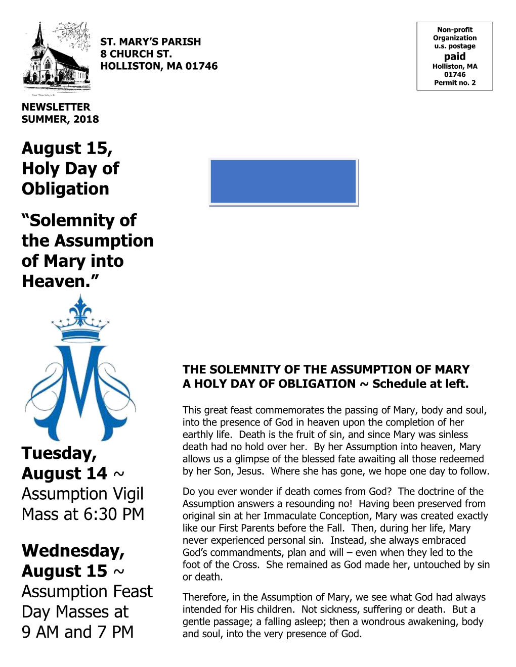 Solemnity of the Assumption of Mary Into Heaven