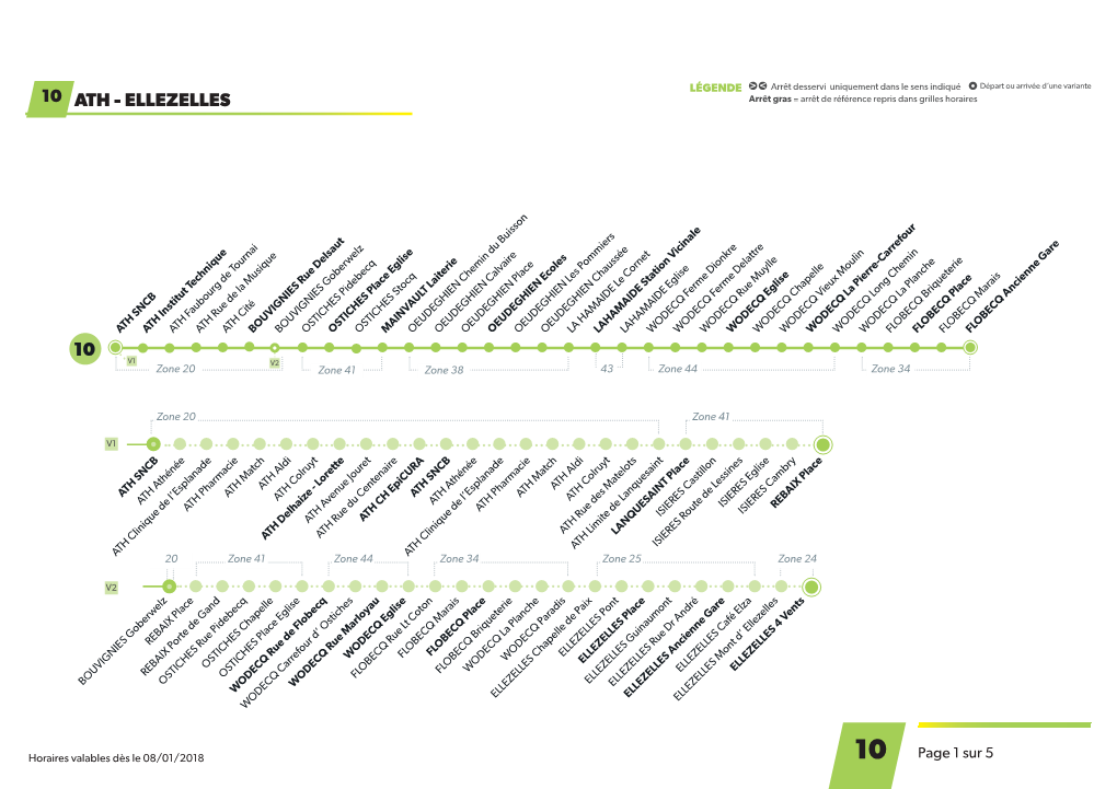 10 ATH - ELLEZELLES Arrêt Gras = Arrêt De Référence Repris Dans Grilles Horaires