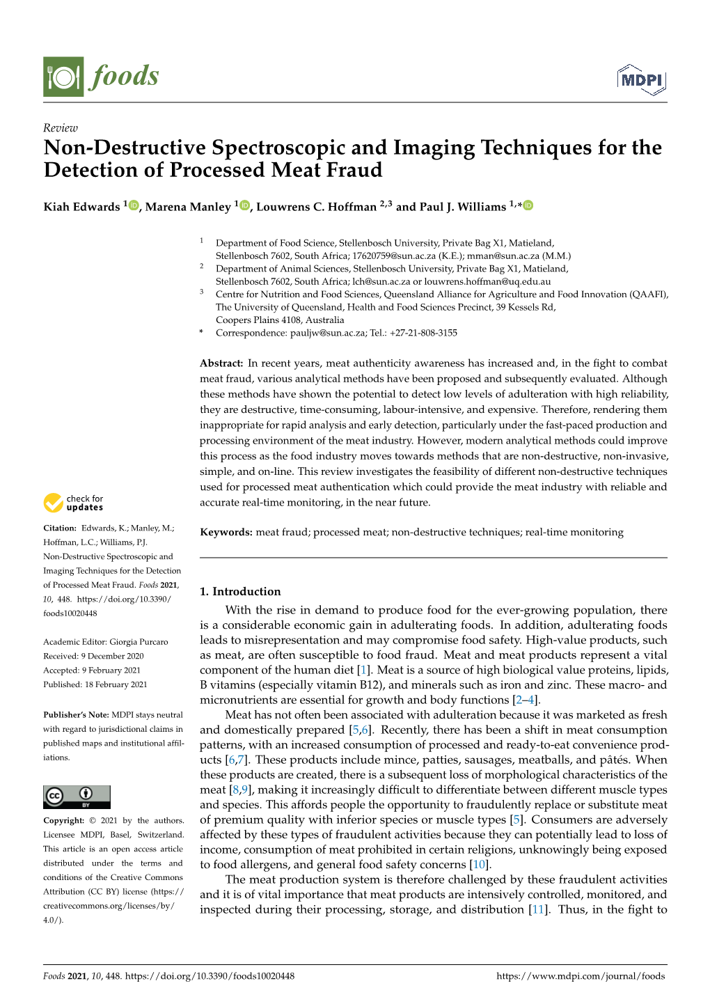 Non-Destructive Spectroscopic and Imaging Techniques for the Detection of Processed Meat Fraud