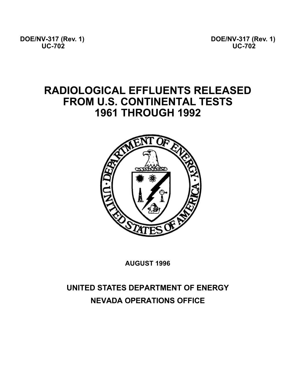 Radiological Effluents Released from U. S. Continental Tests 1961