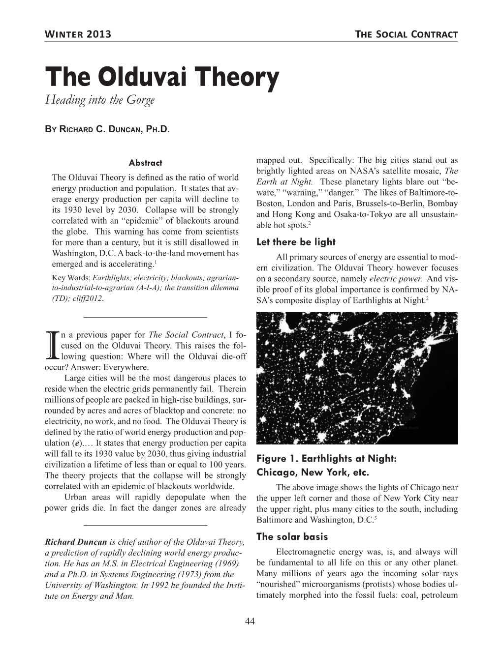 The Olduvai Theory Heading Into the Gorge