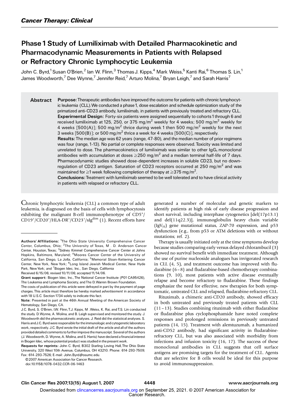 Phase 1Study of Lumiliximab with Detailed Pharmacokinetic And