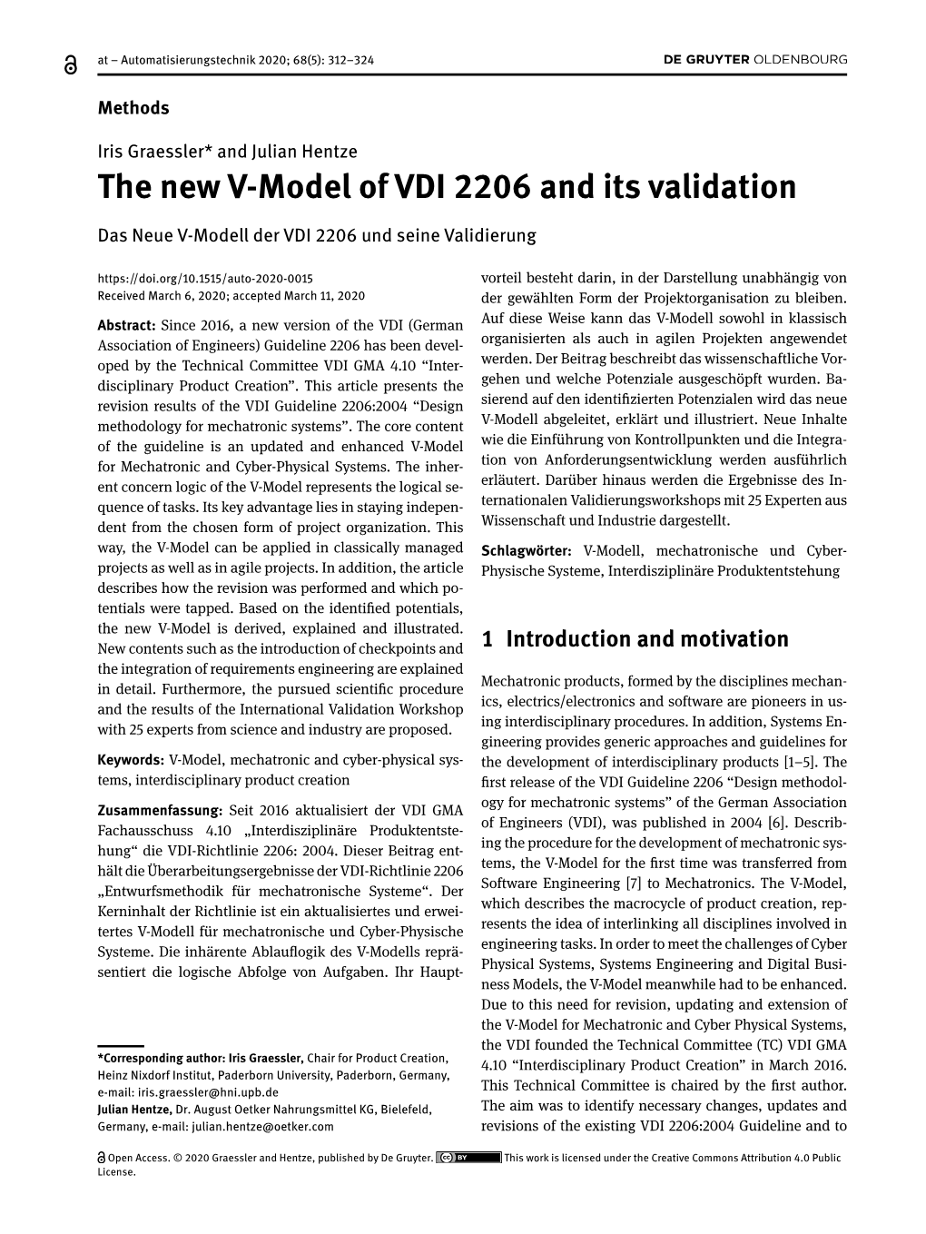 The New V-Model of VDI 2206 and Its Validation