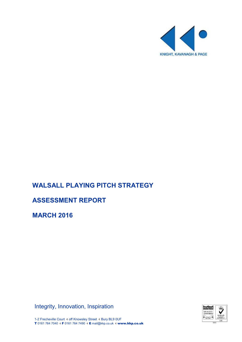 Walsall Playing Pitch Assessment