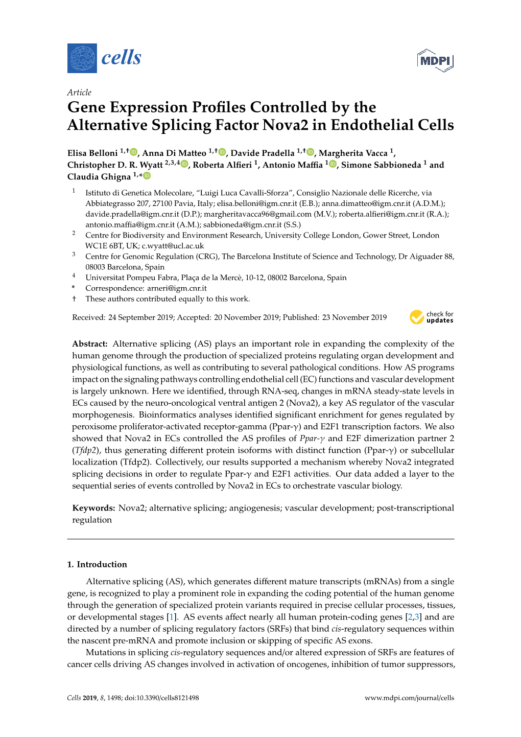 Gene Expression Profiles Controlled by the Alternative Splicing Factor