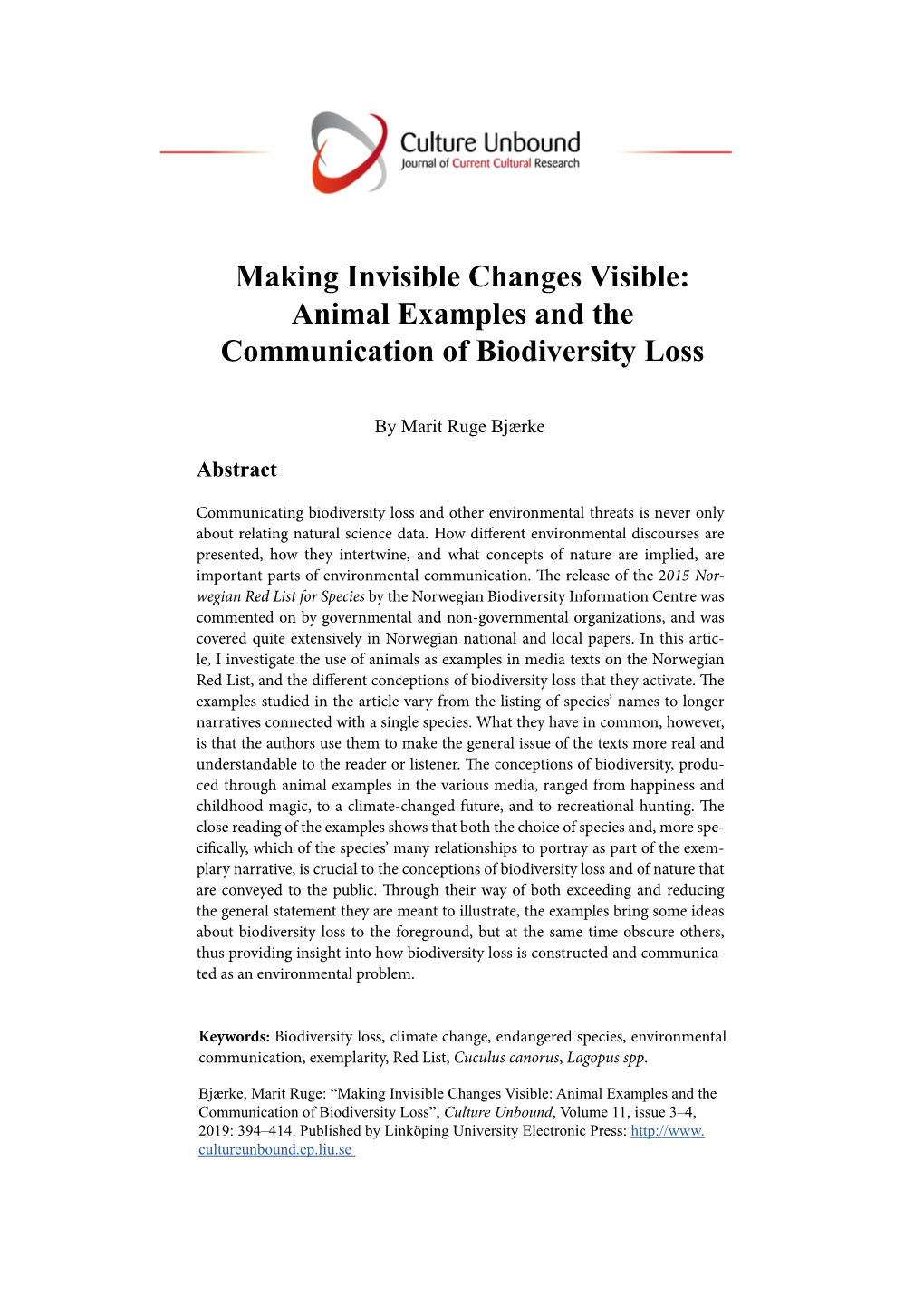 Animal Examples and the Communication of Biodiversity Loss