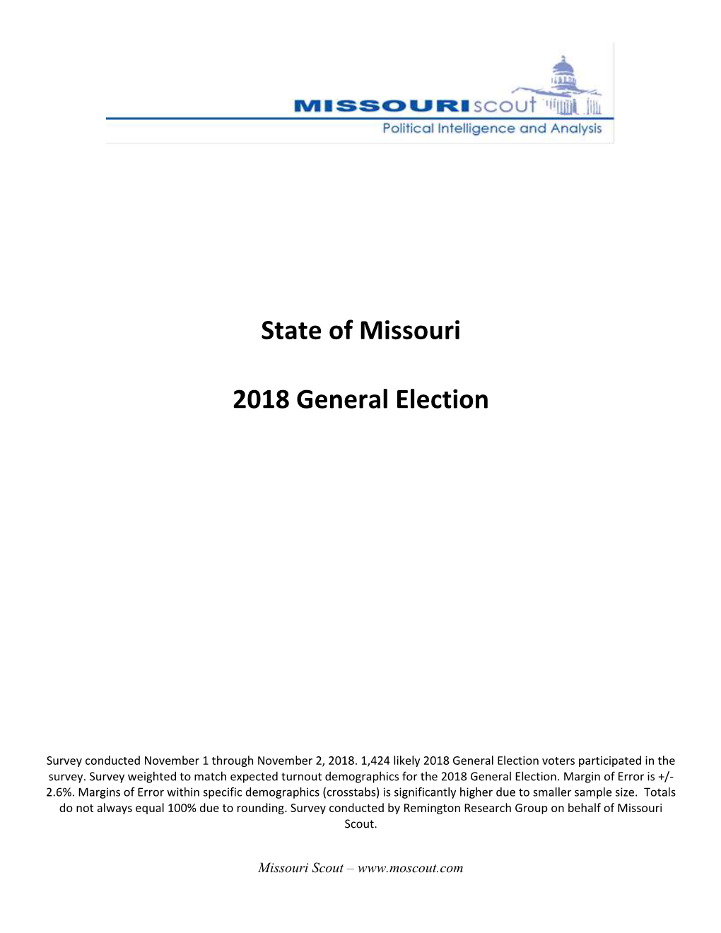 State of Missouri 2018 General Election