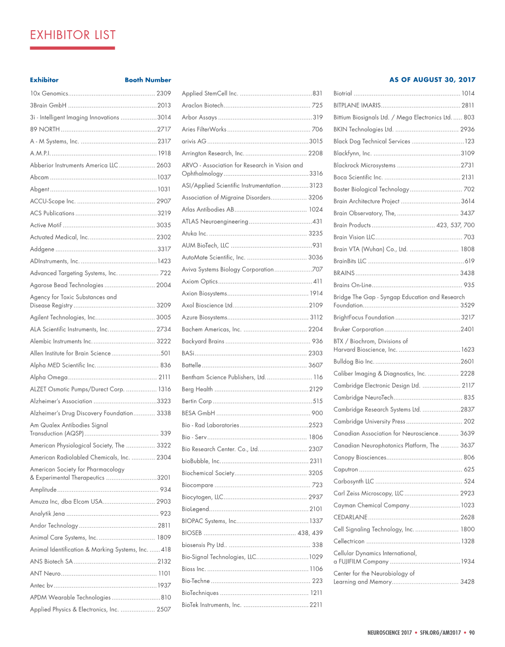 Exhibitor List