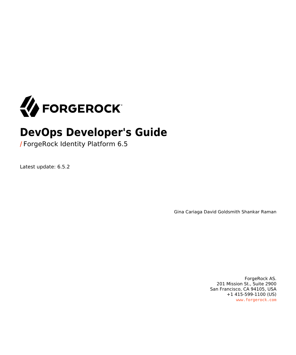 Devops Developer's Guide / Forgerock Identity Platform 6.5