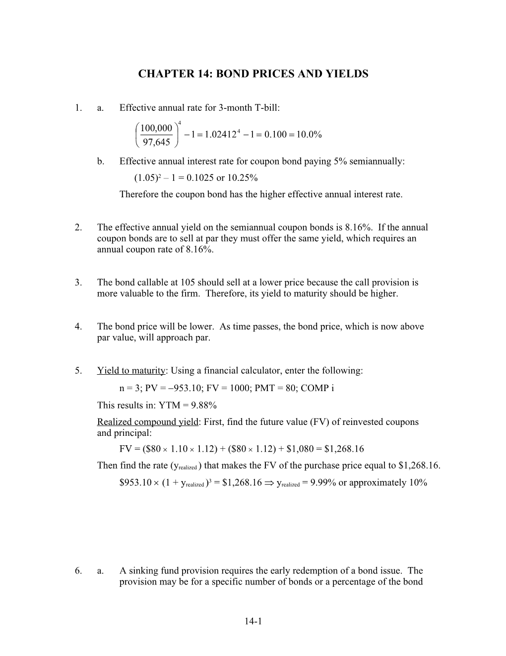 Soln Ch 13 Bond Prices