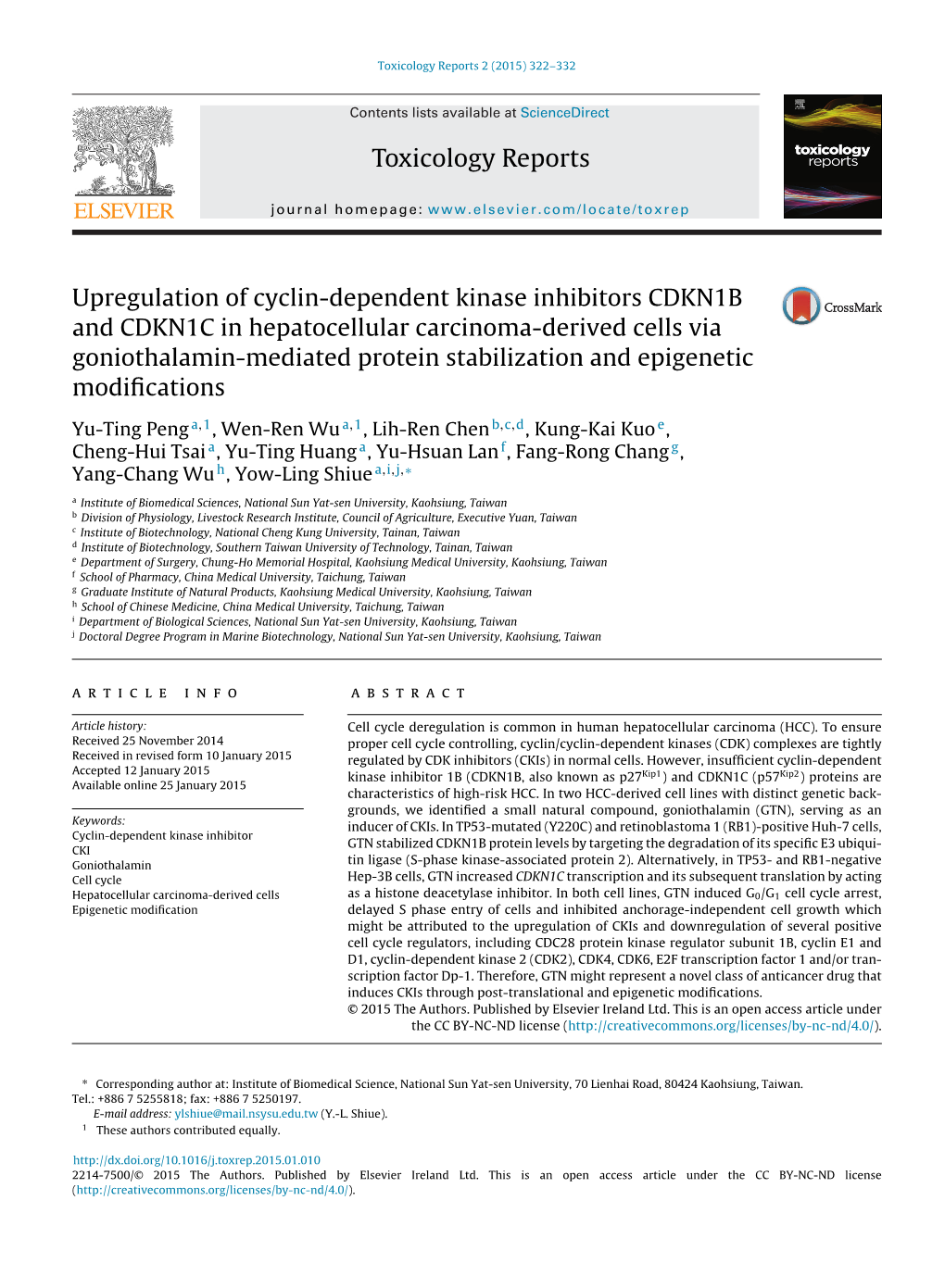 Upregulation of Cyclin-Dependent Kinase Inhibitors CDKN1B And
