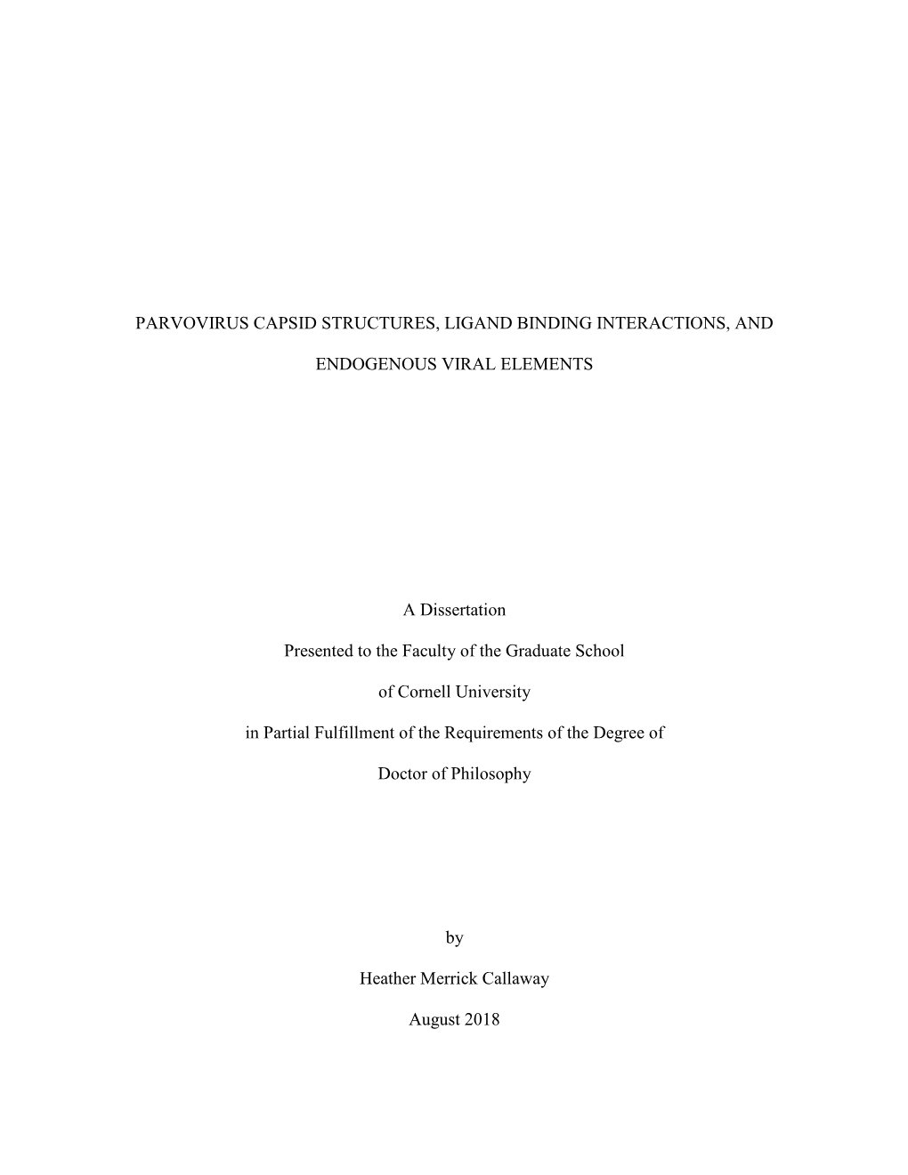 Parvovirus Capsid Structures, Ligand Binding Interactions, And