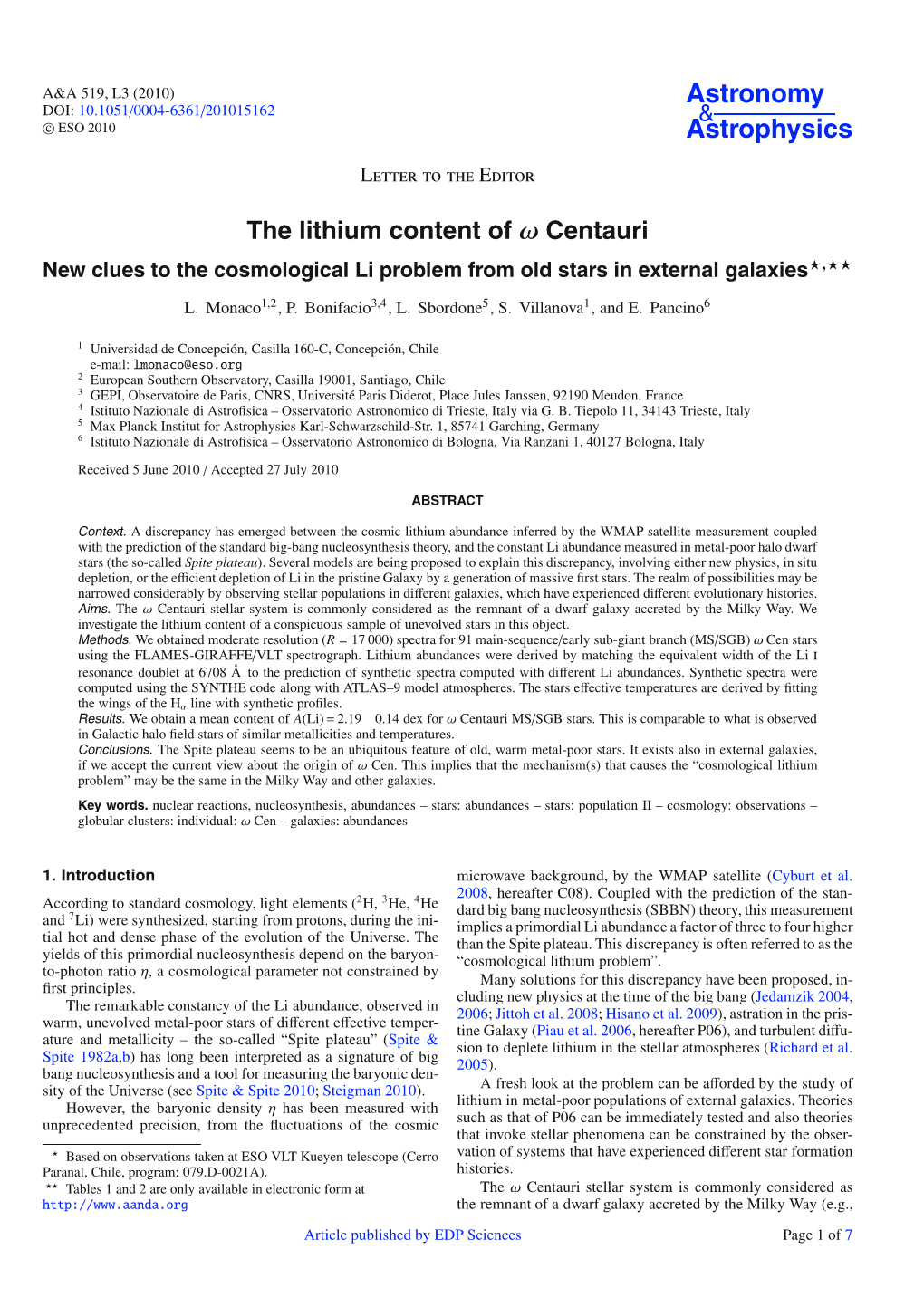 The Lithium Content of Ω Centauri***
