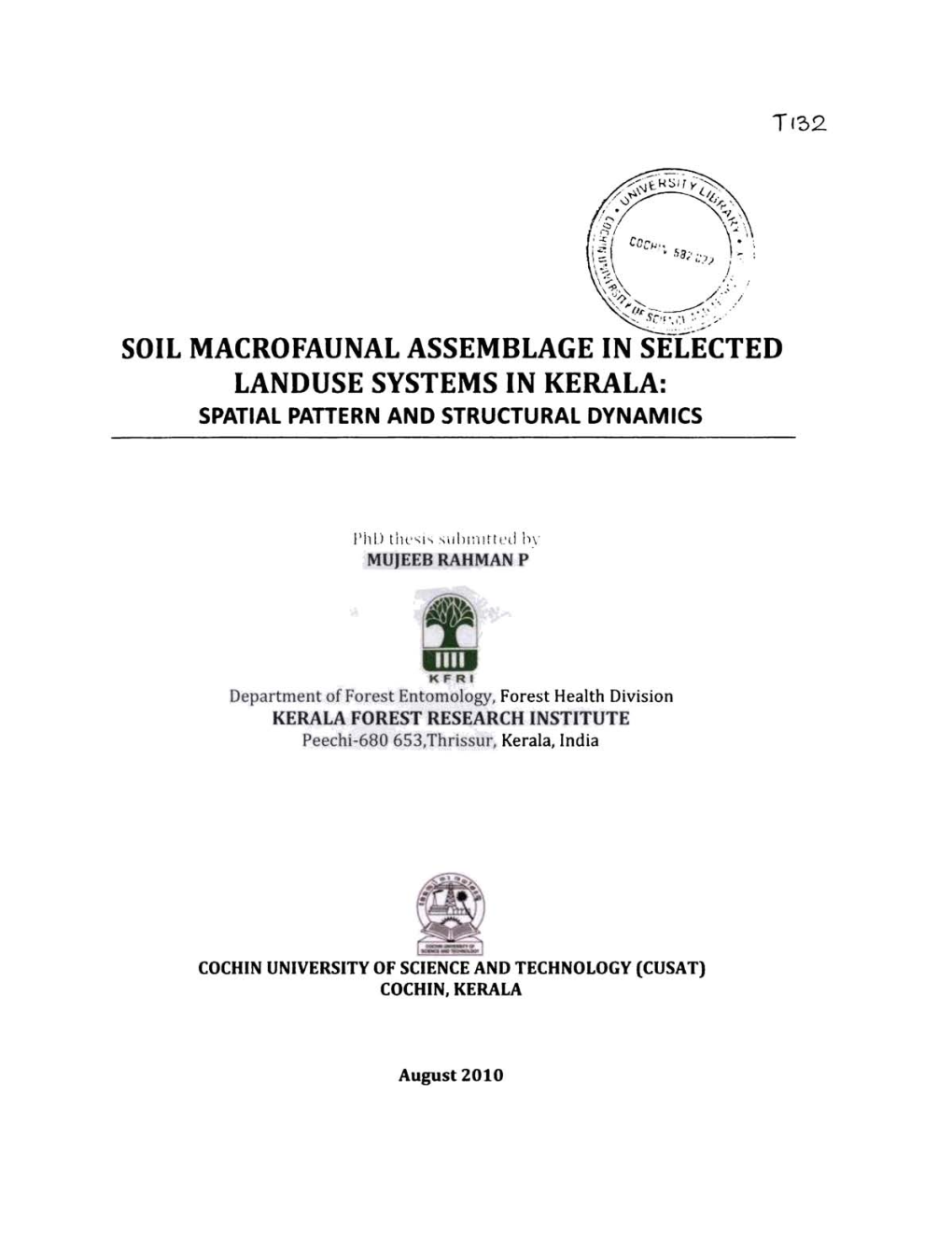 Soil Macrofaunal Assemblage in Selected Landuse Systems in Kerala