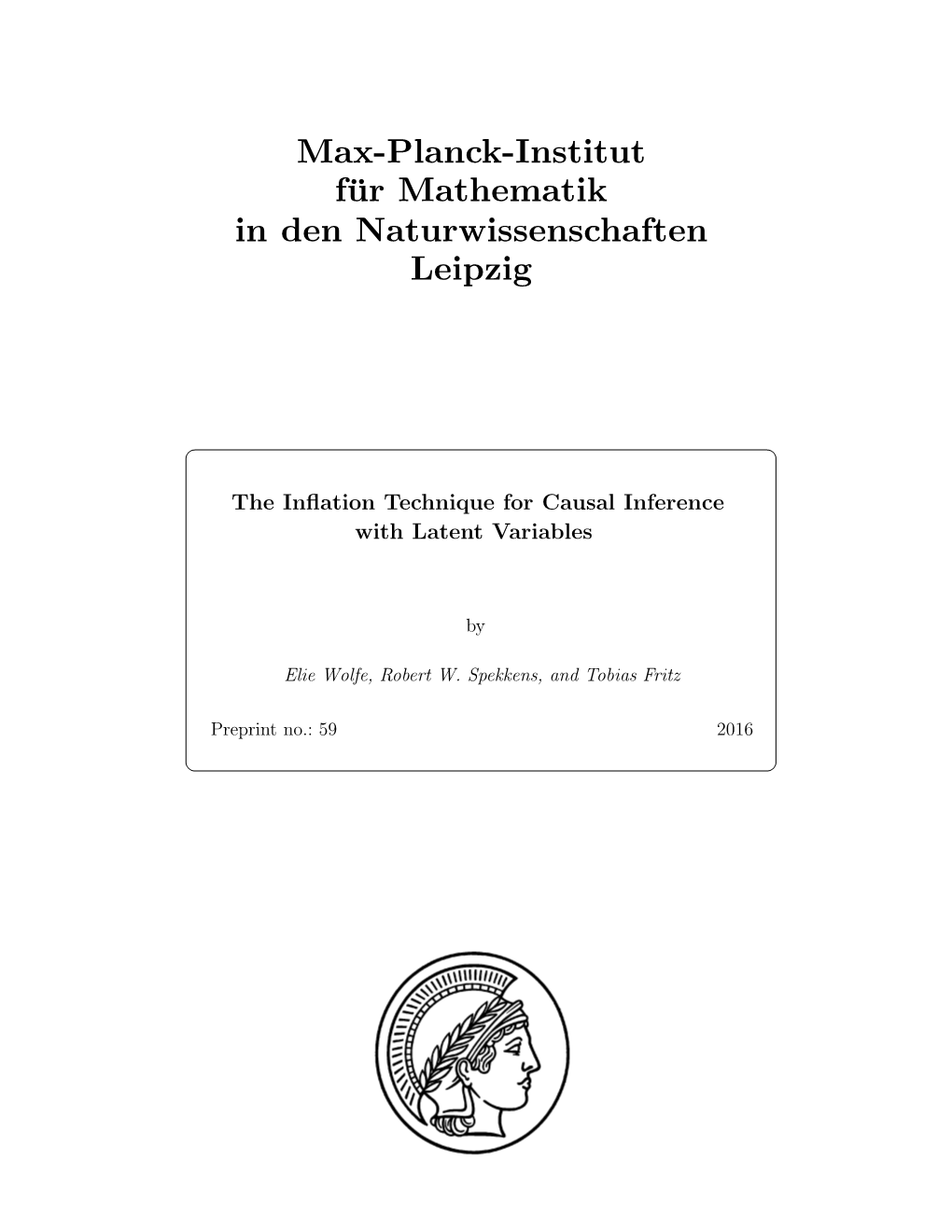 Max-Planck-Institut Für Mathematik in Den Naturwissenschaften Leipzig