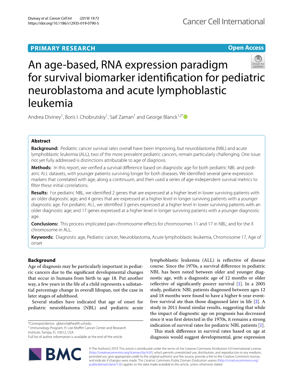 An Age-Based, RNA Expression Paradigm for Survival Biomarker