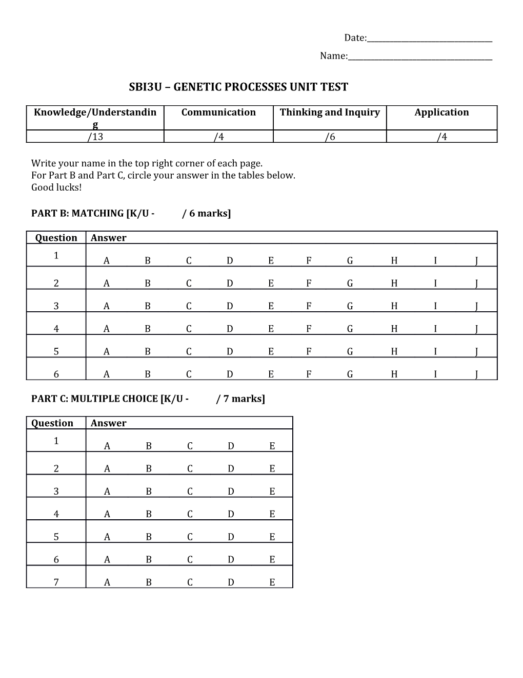 Sbi3u Genetic Processes Unit Test