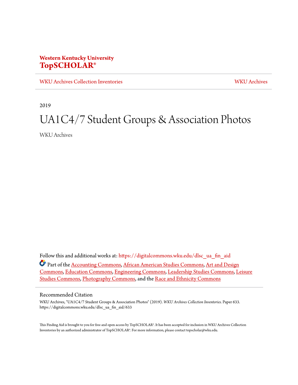 UA1C4/7 Student Groups & Association Photos