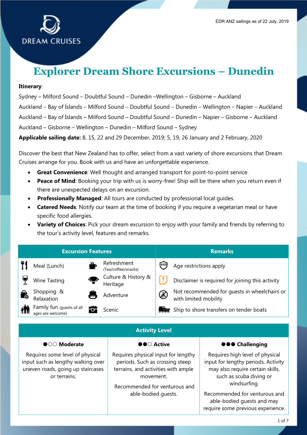 Explorer Dream Shore Excursions – Dunedin