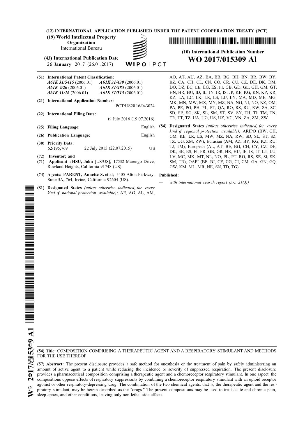 WO 2017/015309 Al 26 January 2017 (26.01.2017) P O P C T