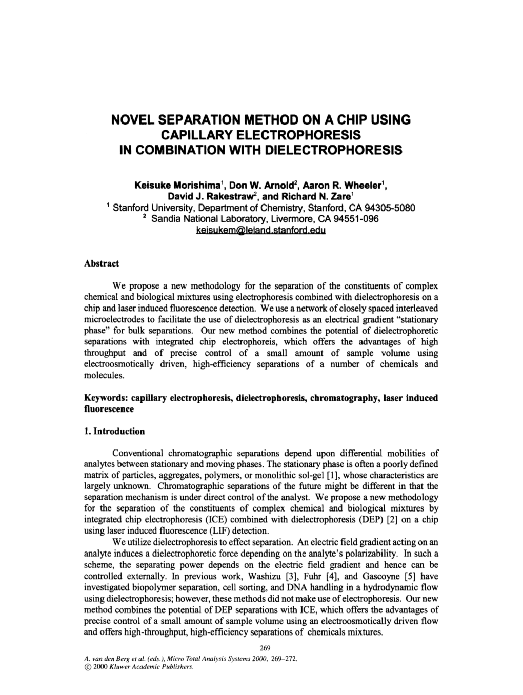 Novel Separation Method on a Chip Using Capillary Electrophoresis in Combination with Dielectrophoresis