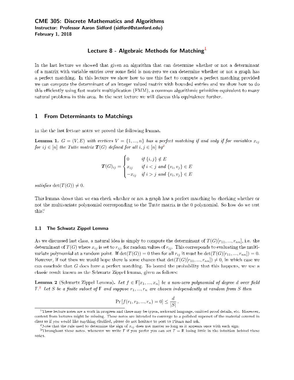 CME 305: Discrete Mathematics and Algorithms Lecture 8