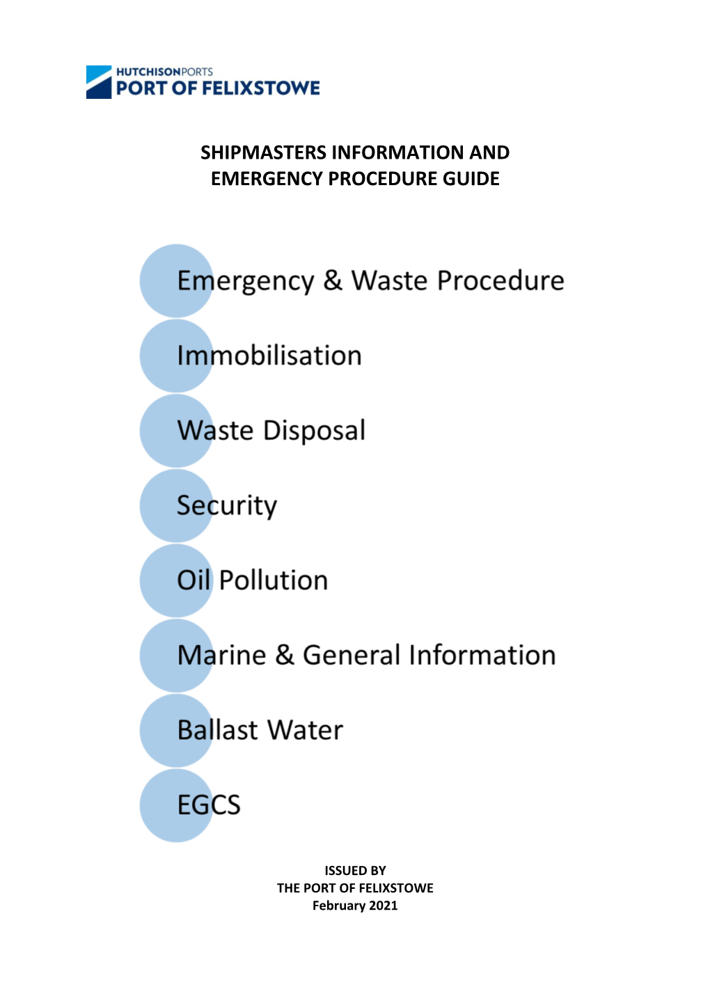 Shipmasters Information and Emergency Procedure Guide