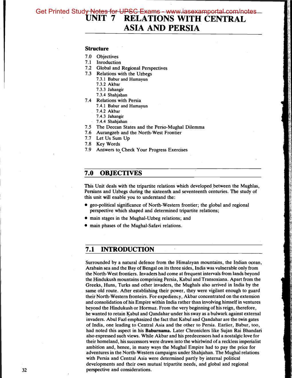 UNIT 7 RELATIONS with CENTRA<- ASIA and PERSIA