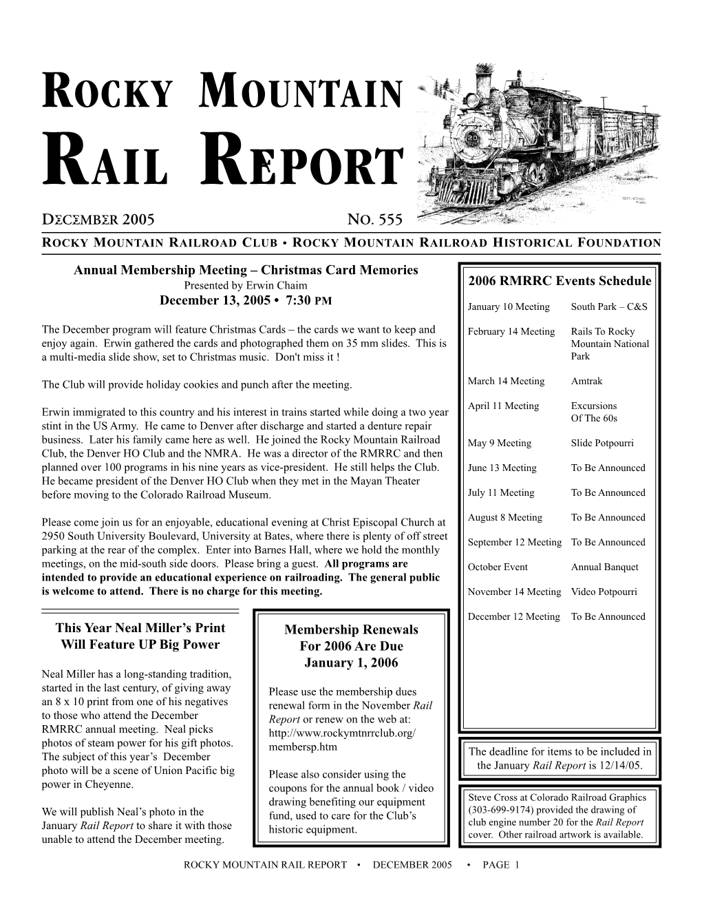 Rocky Mountain Rail Report December 2005 No