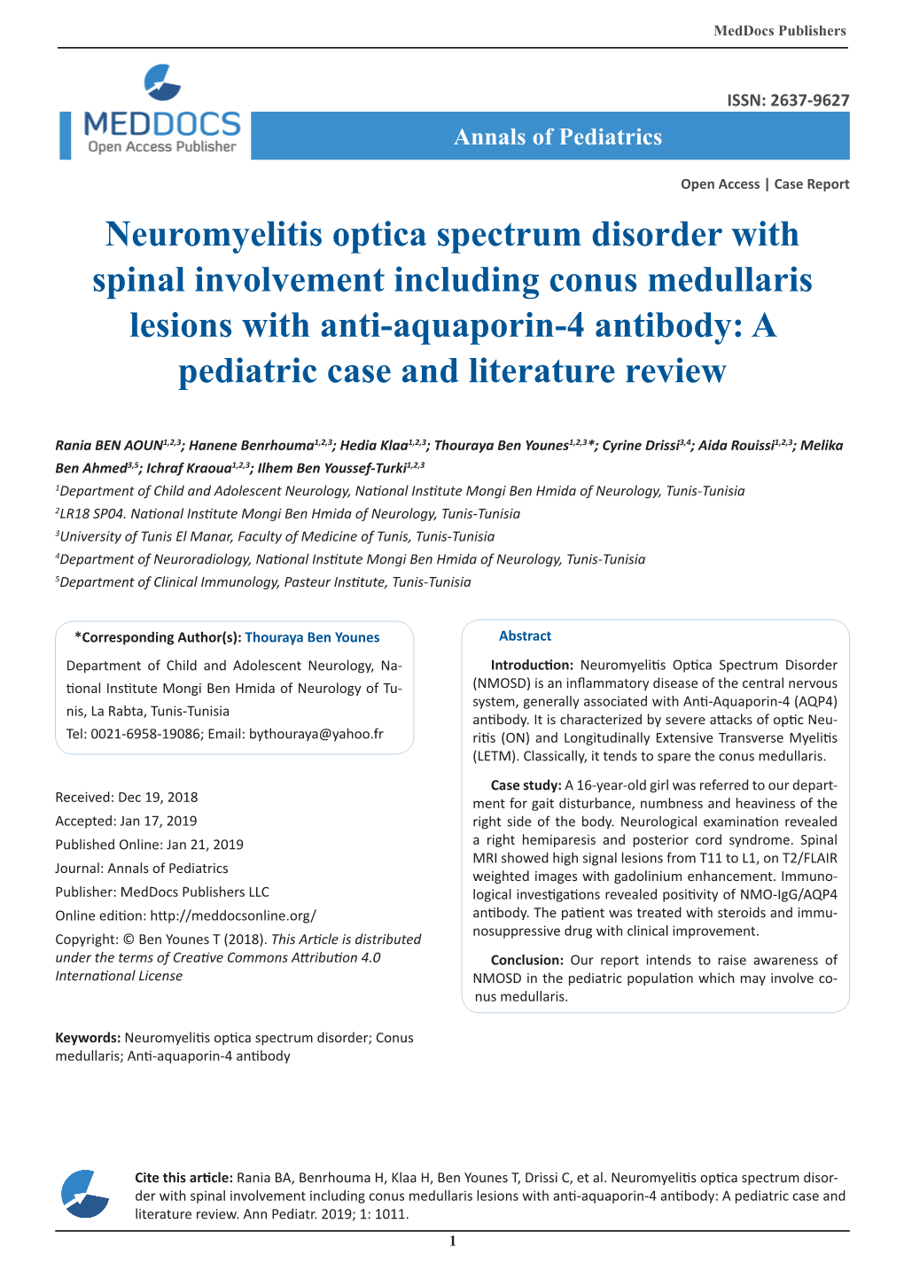 Neuromyelitis Optica Spectrum Disorder with Spinal Involvement