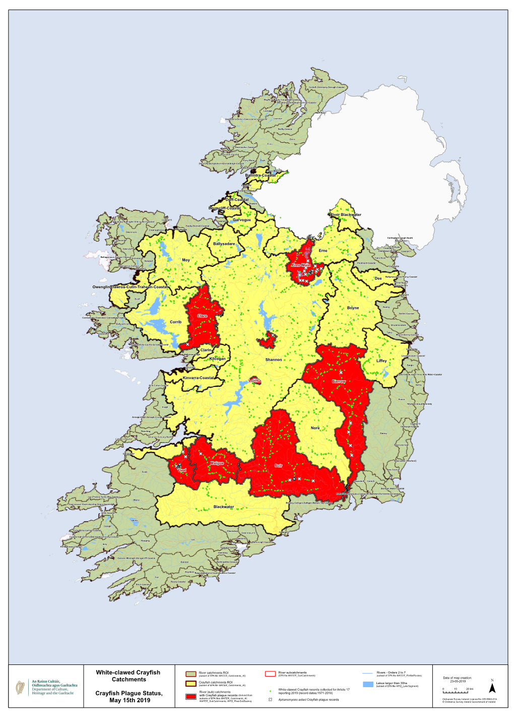 White-Clawed Crayfish Catchments Crayfish Plague Status, May 15Th
