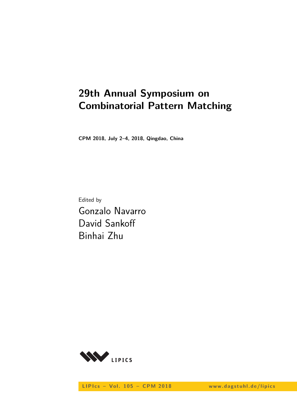 29Th Annual Symposium on Combinatorial Pattern Matching