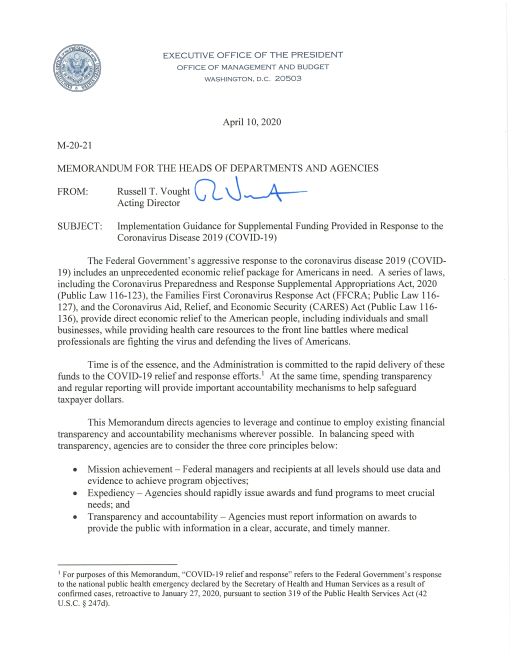 Implementation Guidance for Supplemental Funding Provided in Response to the Coronavirus Disease 2019 (COVID-19)