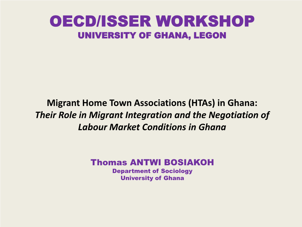 The Case of Nigerian Migrant Associations in Accra