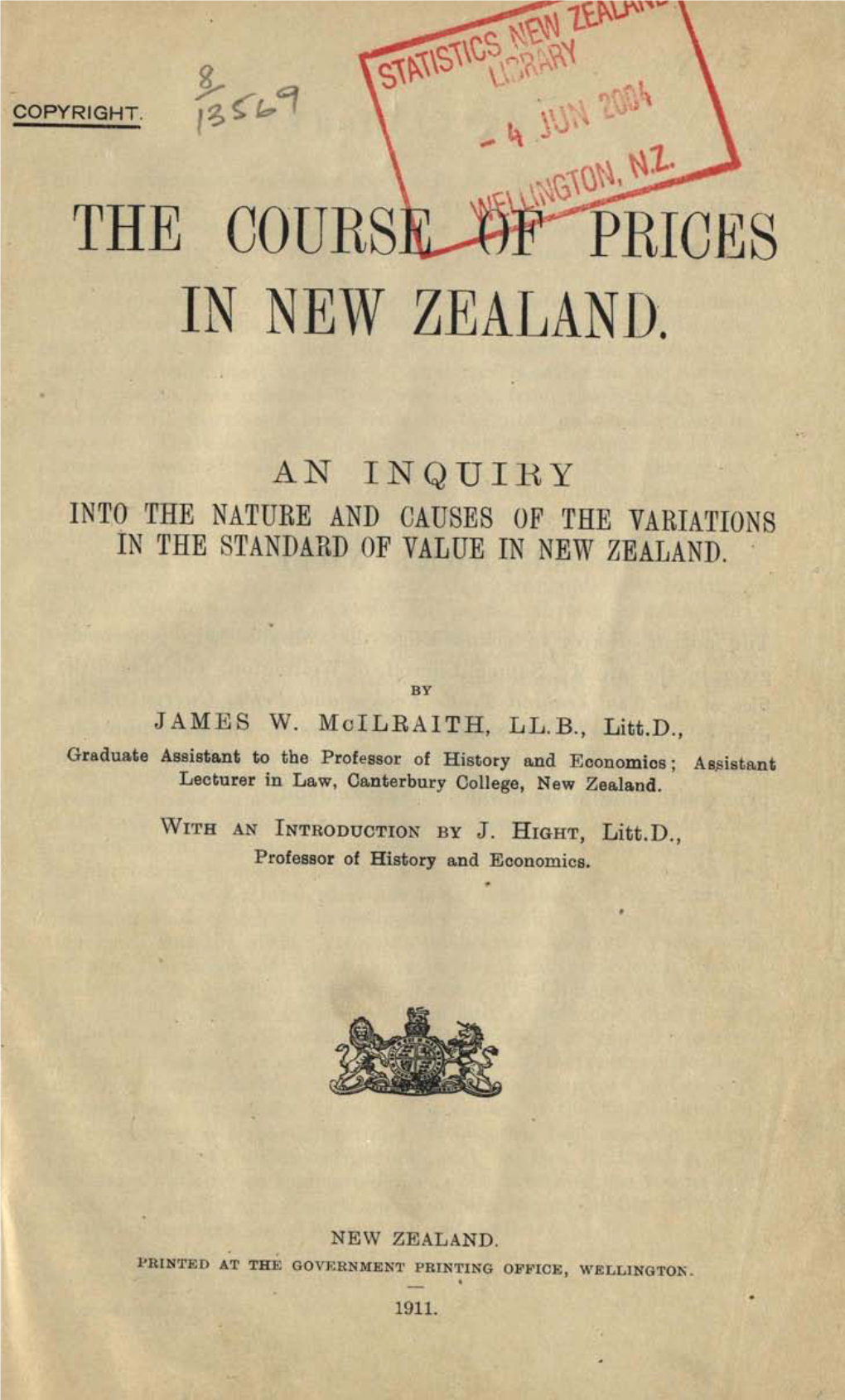 The Course of Prices in New Zealand