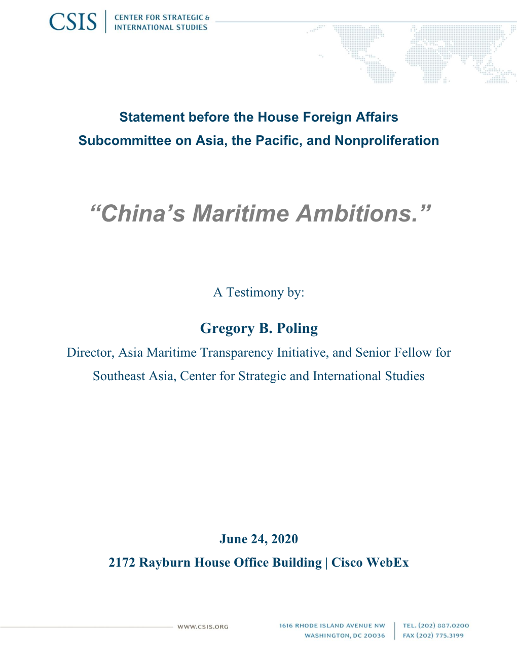 “China's Maritime Ambitions.”