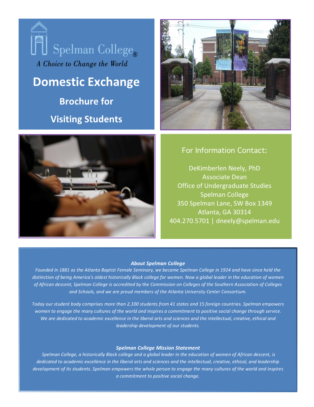 Domestic Exchange Brochure for Visiting Students