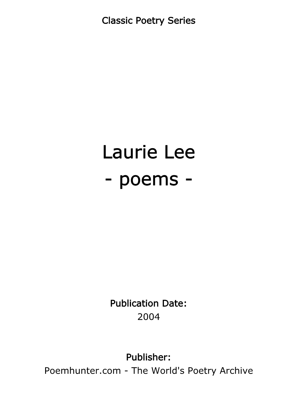 Laurie Lee - Poems
