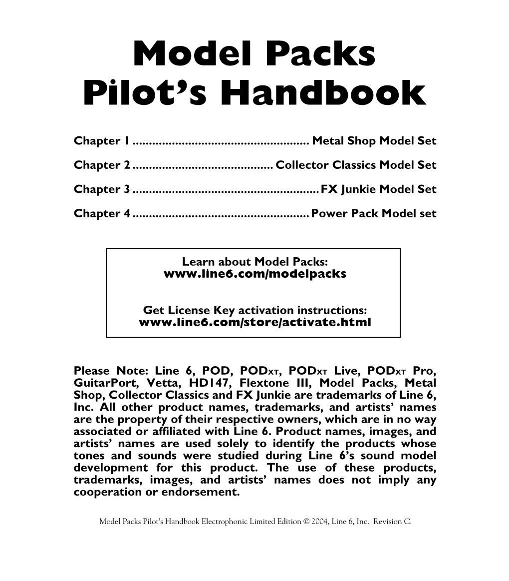 Model Packs Pilot's Handbook
