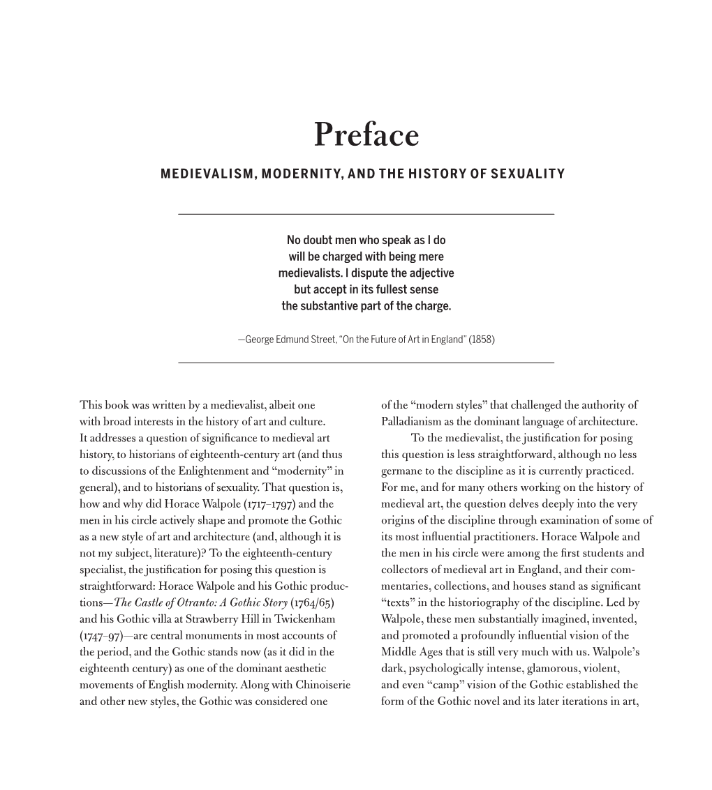 Preface: Medievalism, Modernity, and the History of Sexuality