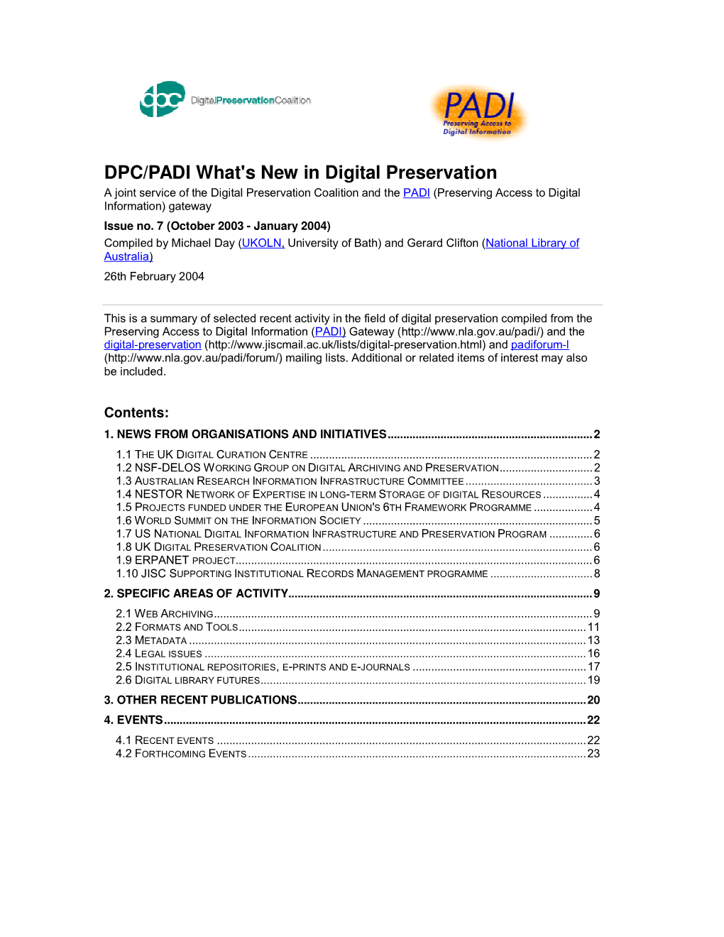 DPC/PADI What's New in Digital Preservation