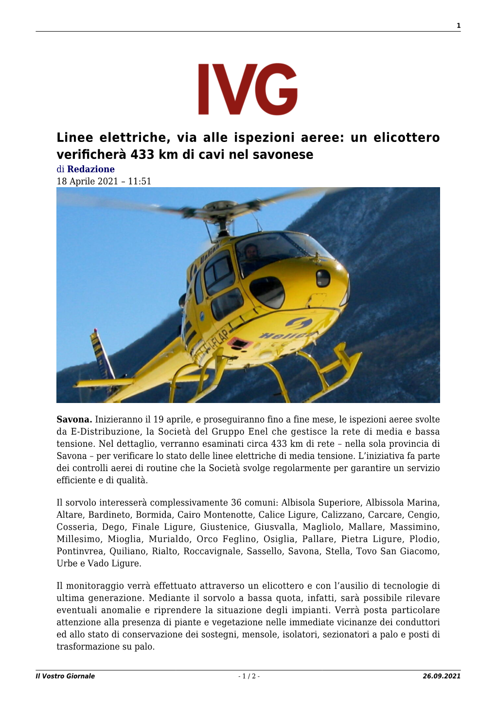 Il Vostro Giornale - 1 / 2 - 26.09.2021 2